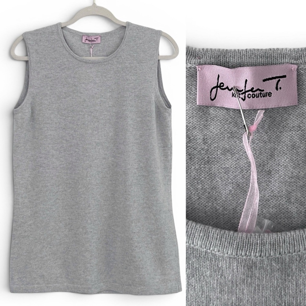 Jennifer T Knit Couture Women's 16 Gray 100% Cashmere Pullover Sweater Tank NWT